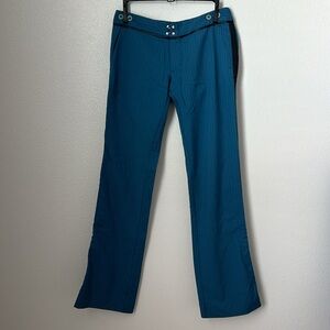 Blue striped dress pants with wide leg